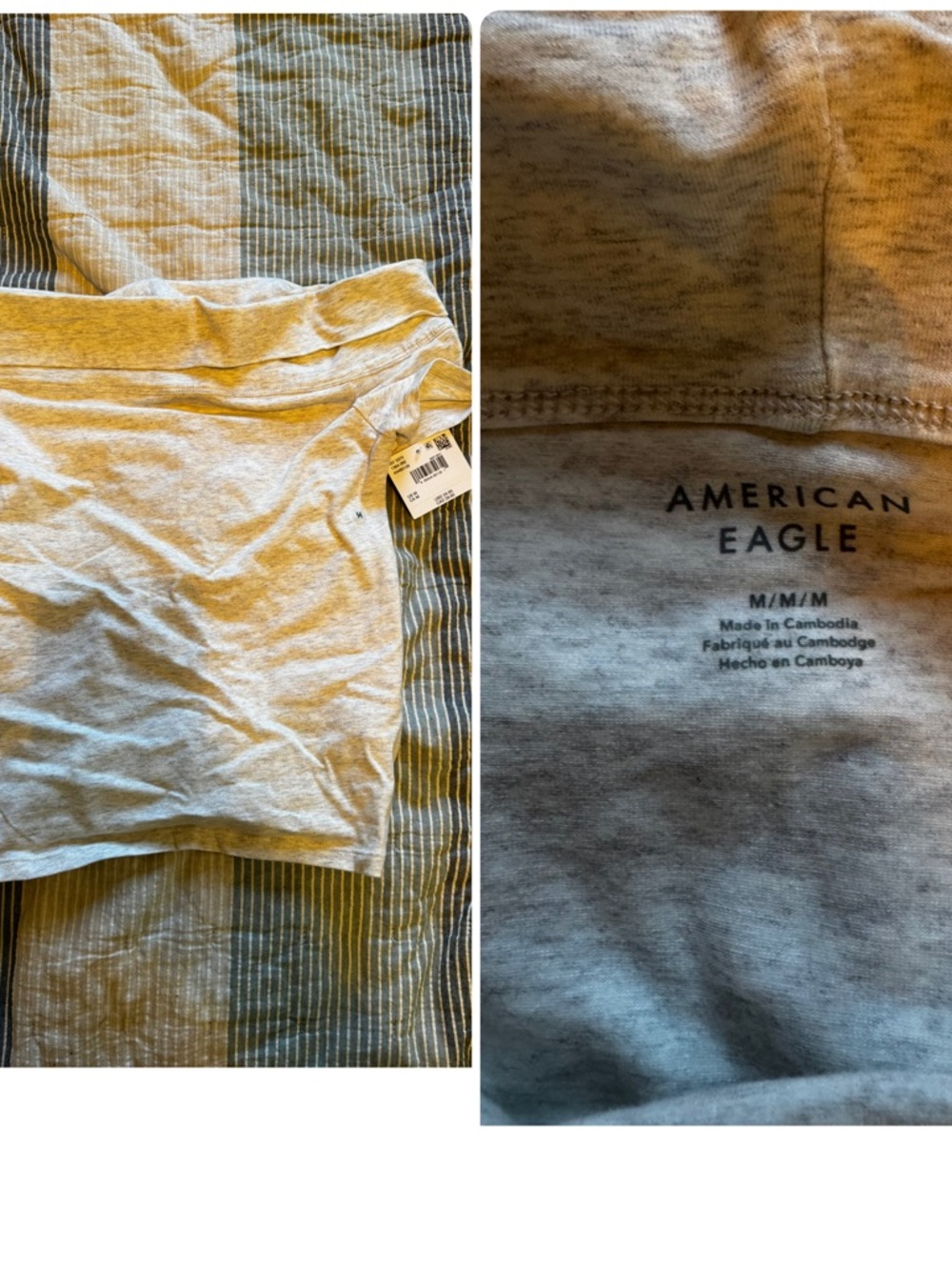 American Eagle Light Heather Gray Off the Shoulder top